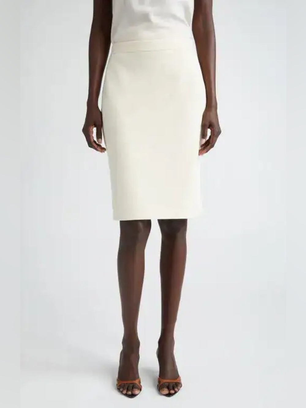 St. John Cream Pencil Skirt